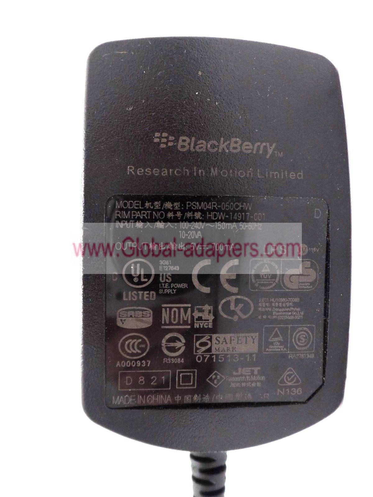 New BLACKBERRY PSM04R-050CHW 5V 700mA HDW-14917-001 AC/DC ADAPTER - Click Image to Close